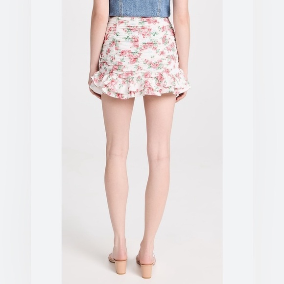 Endless Rose Revolve Linen Ruched Draped Ruffle Hem Mini Skirt - Picture 9 of 16